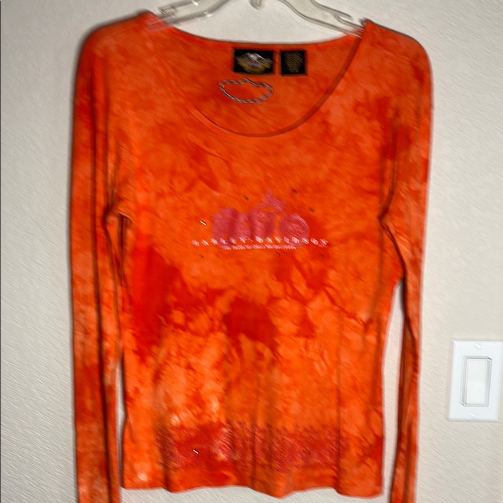 Harley Davidson Orange Long Sleeve‎ Women's Top